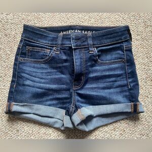 American Eagle High Rise Dark Blue Jean Shorts size 2